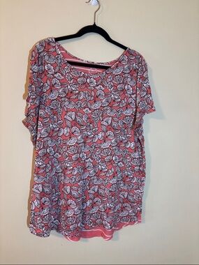 Maurices Coral Pink Floral Short-Sleeve Tee